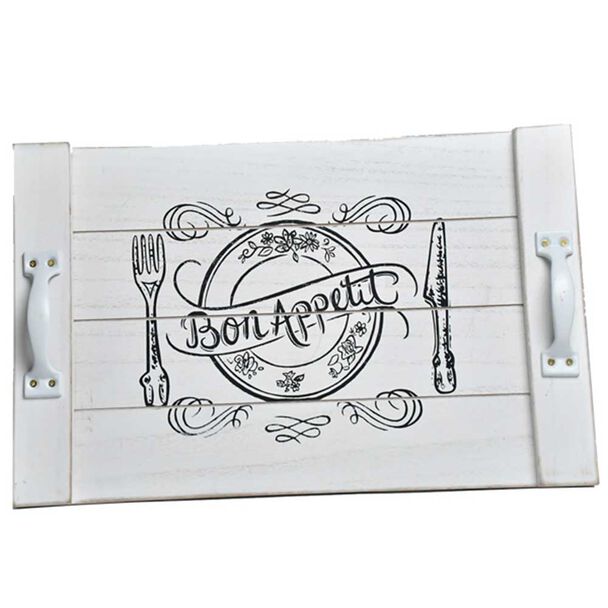 Bandeja Madera Vgo Rectangular 40 x 24 cm Blanco