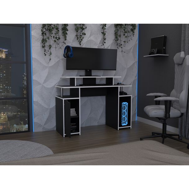 Escritorio Gamer TuHome Keria Wengue Y Blanco