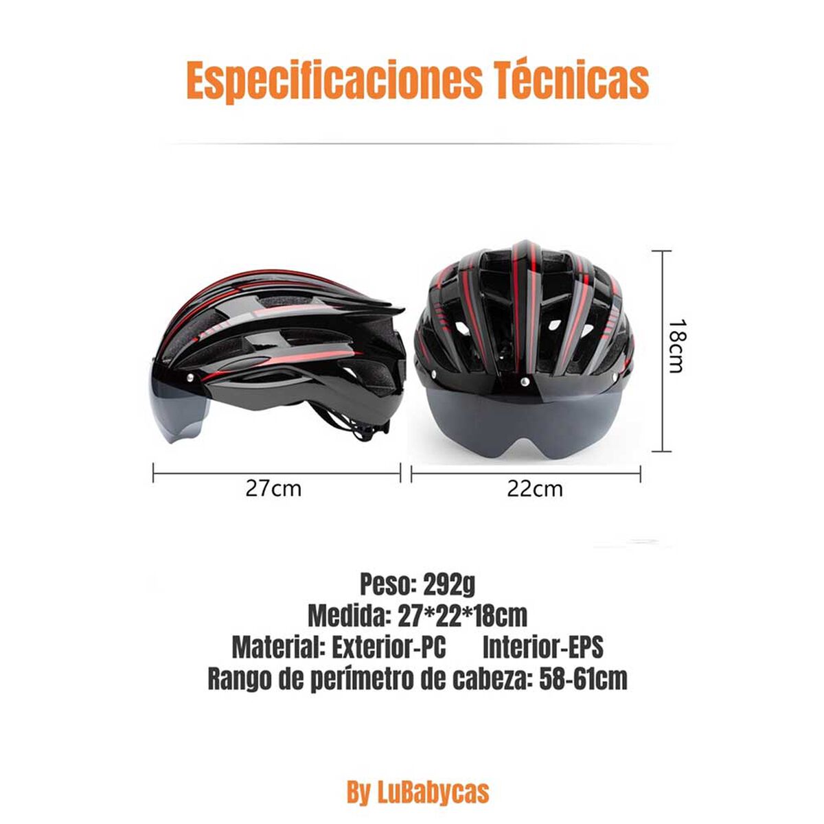 Casco Bicicleta LuBabycas Red Adulto M Rojo
