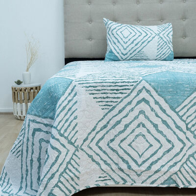 Quilt Doral Hotpress Estampado 1,5 Plazas Aqua