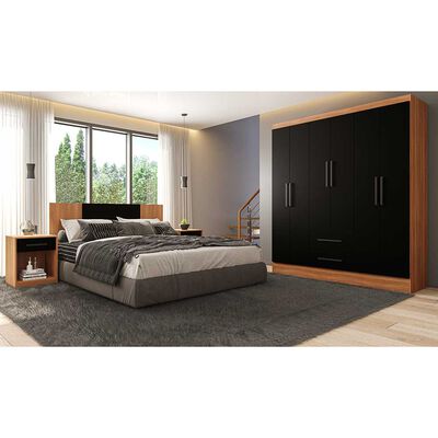 Clóset Roca Ámbar Canela Negro 6 Puertas 2 Cajones