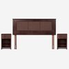 Cama Europea Rosen 2 Plazas Indie + Respaldo + 2 Veladores Rachel