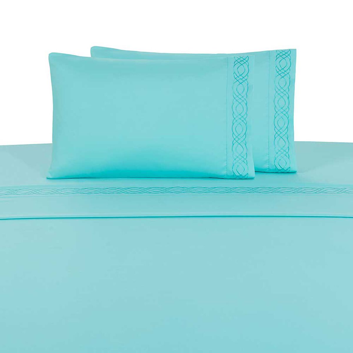 Juego de S&aacute;banas Illusions King Bordada Waterspout Celeste