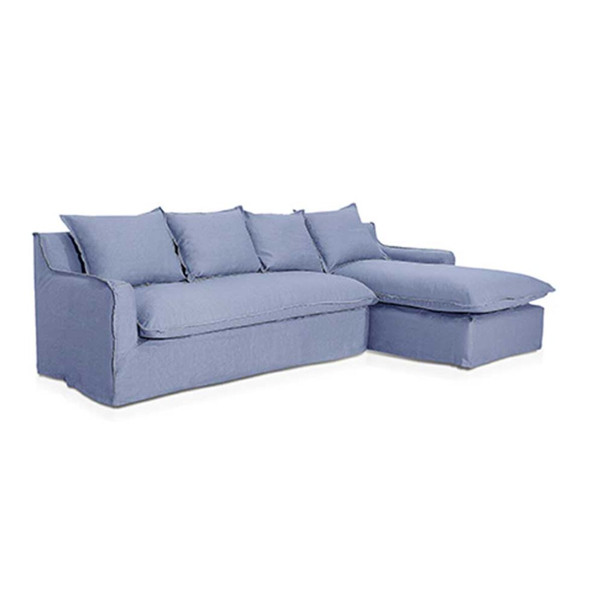 Sofá Seccional Derecho Innovamuebles Fontana Lino 4 Cuerpos Azul Piedra