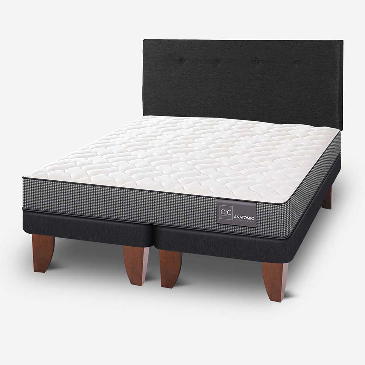 Cama Europea CIC 2 Plazas Anatomic Base Dividida + Respaldo Black