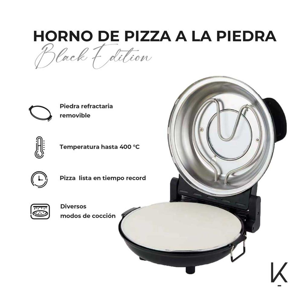 Horno de Pizza a la Piedra Kitchen-it Black Edition