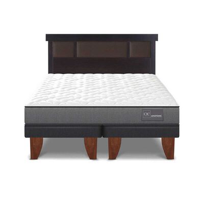 Cama Europea CIC Base Dividida 2 Plazas Anatomic + Respaldo New Dublin Chocolate
