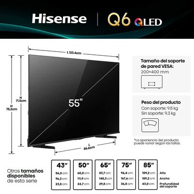 Imagen 2 del producto QLED 55"" Hisense Ultra HD 4K 55Q6QV