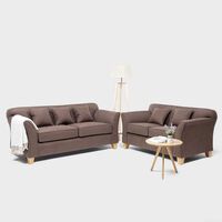 Juego de Living Almore Turin Tela Sofá 3 Cuerpos + Sofá 2 Cuerpos Gris