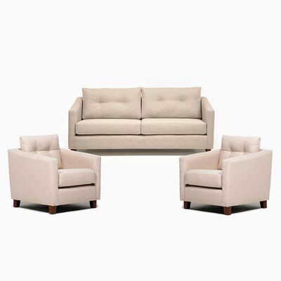 Juego de Living Barra Design Elena Sofá 3 Cuerpos + Dos Sillones 1 Cuerpo Beige