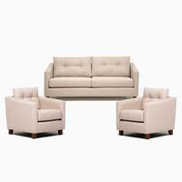 Juego de Living Barra Design Elena Sofá 3 Cuerpos + Dos Sillones 1 Cuerpo Beige