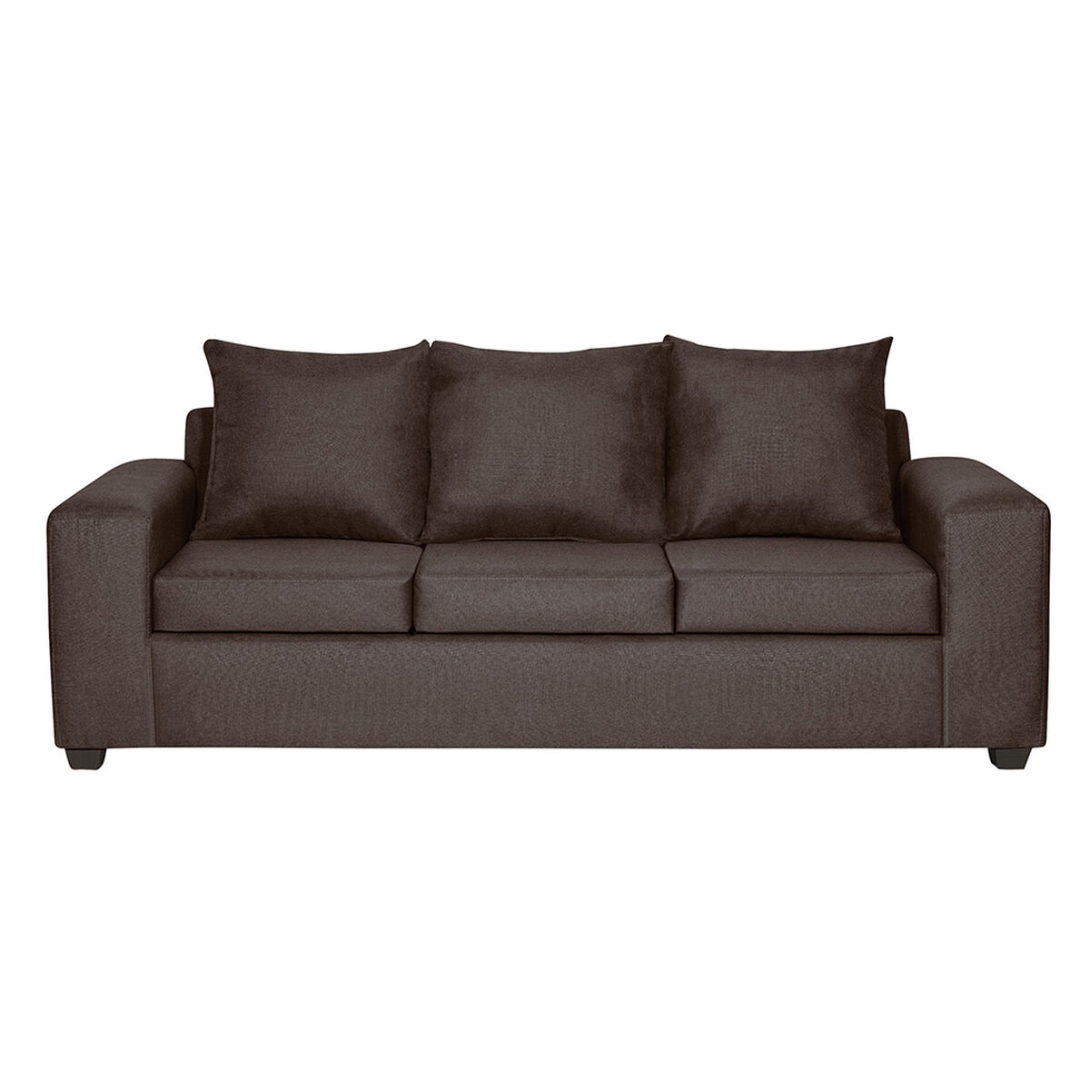 Juego de Living Innovamuebles Kahlo Sofá 3 Cuerpos + Dos Pouf 1 Cuerpo Chocolate