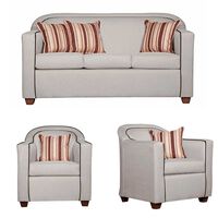 Juego de Living Ruzam Mobel Zafiro Sofá 3 Cuerpos + Dos Sillones 1 Cuerpo Lino Crudo