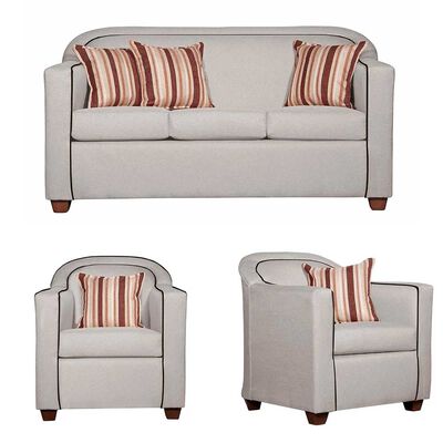 Juego de Living Ruzam Mobel Zafiro Sofá 3 Cuerpos + Dos Sillones 1 Cuerpo Lino Crudo