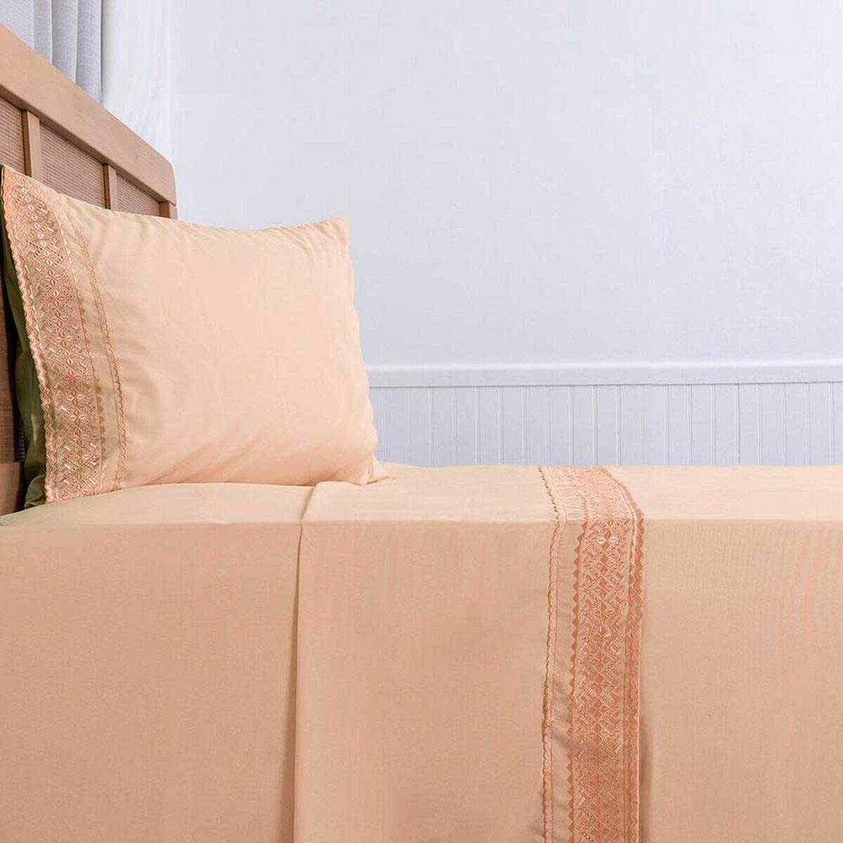 Juego de S&aacute;banas Plumetti 1,5 Plazas Estampado Morado