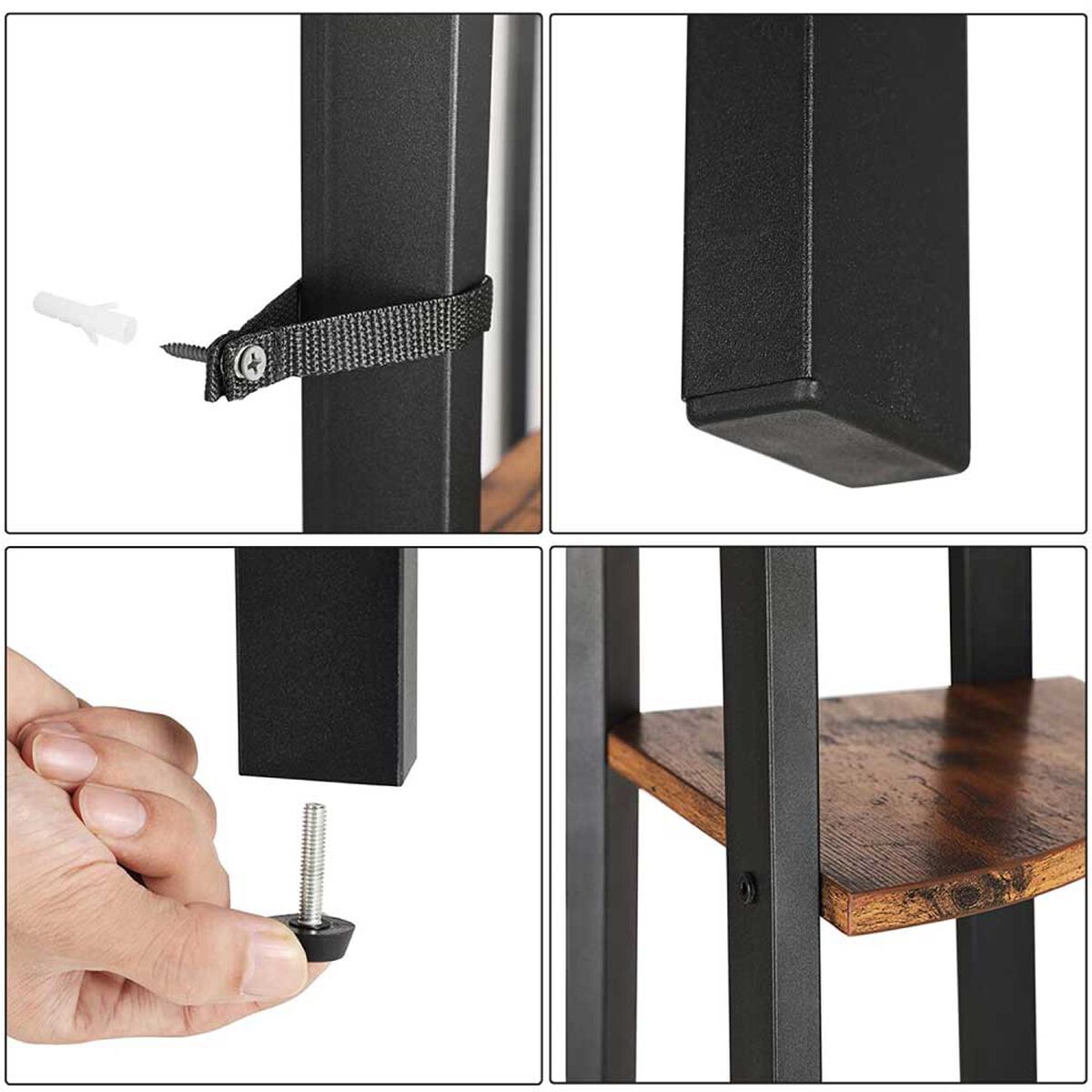 Repisa Esquinera Fm Furniture Metalwood Colection Marrón Rústico