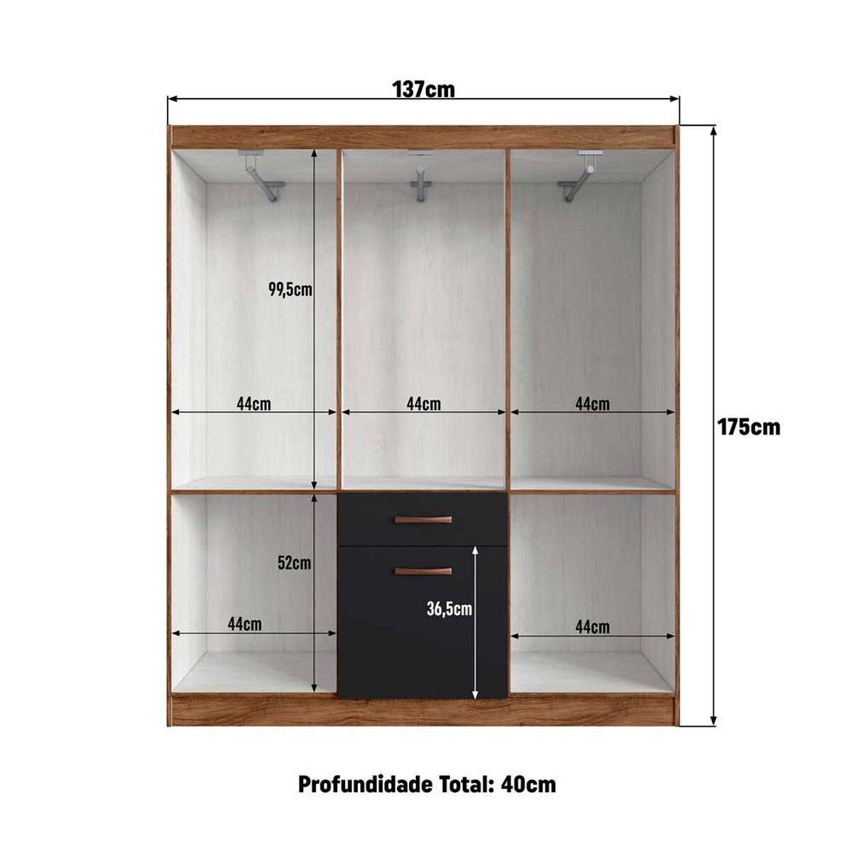 Closet Altavisi&oacute;n 5806 Negro Casta&ntilde;a 6 Puertas 1 Cajon