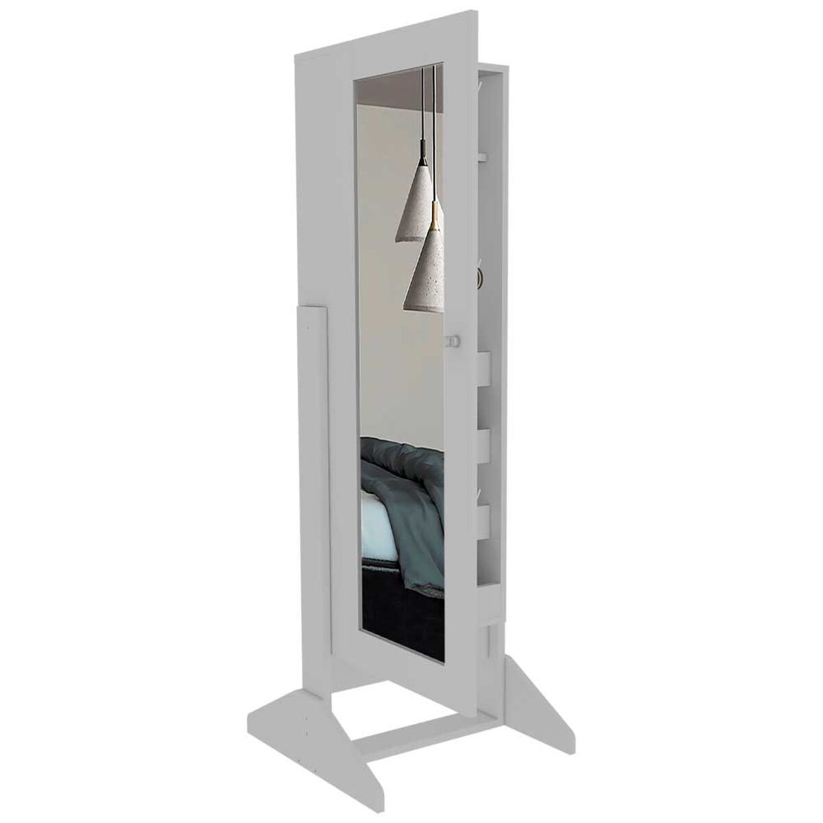 Joyero Tuhome Prisma 1 Puerta con Espejo Integrado Blanco