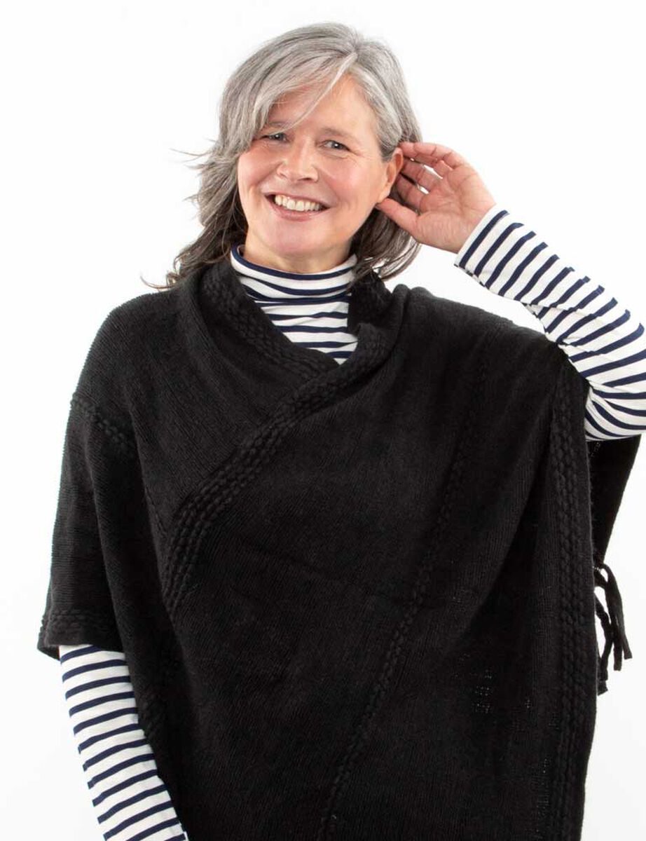 Ruana Negro Mujer Bside