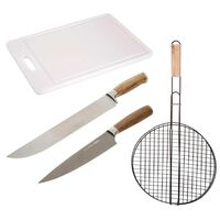 Set Parrillero Wayu Tabla + Cuchillo + Cuchillo Chef + Rejilla Redonda