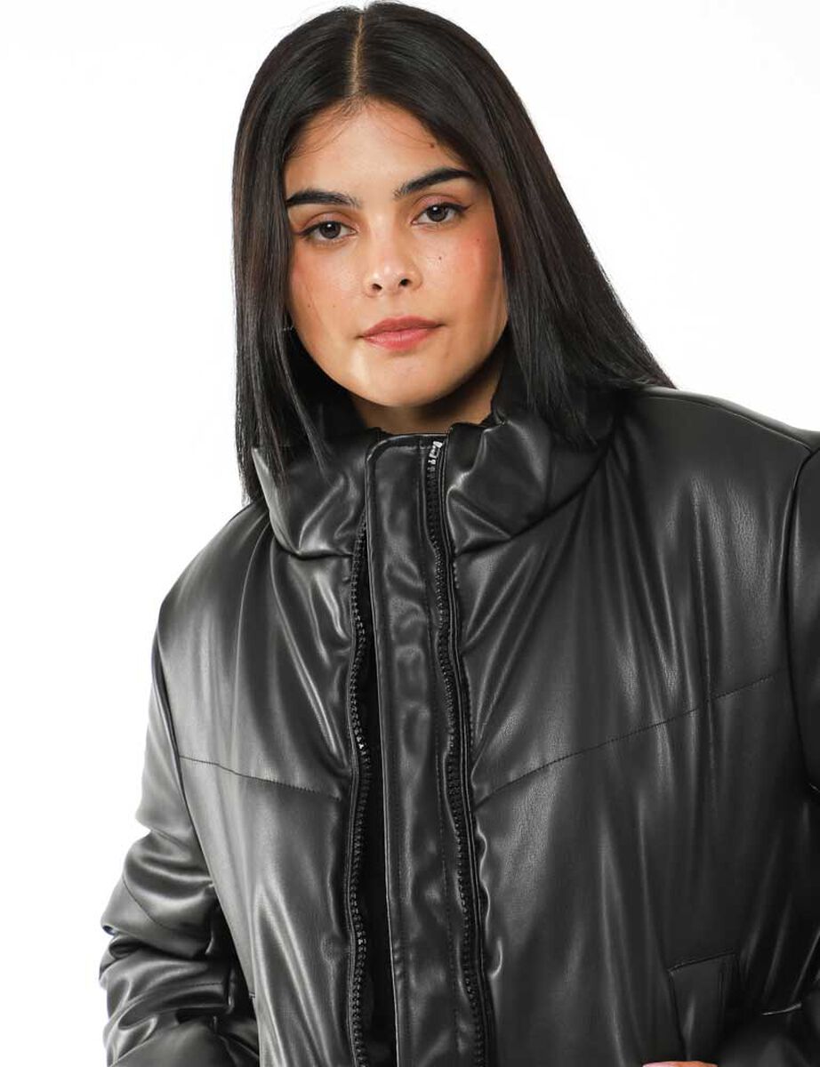 Parka Puffer Ecocuero Mujer Icono