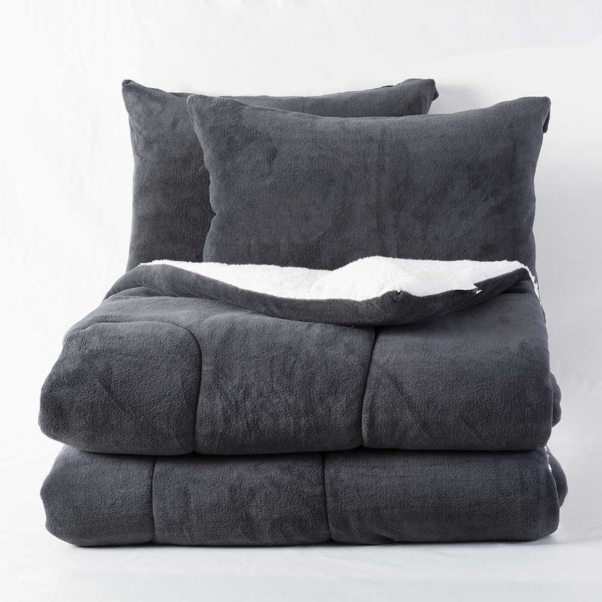 Plumón Coral Sherpa Mashini 1,5 Plazas Liso Marengo