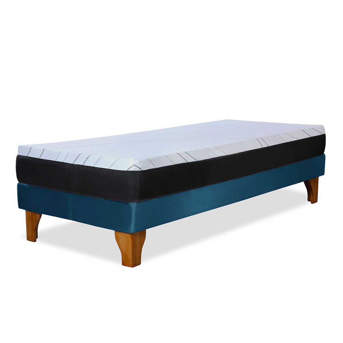 Cama Europea Latam Home 1,5 Plazas Zen Pro Azul Petroleo
