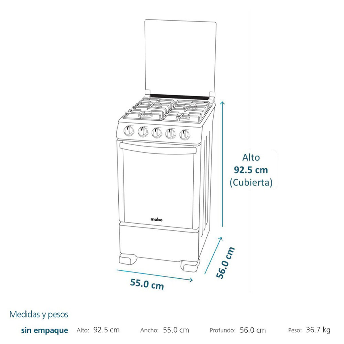 Cocina a Gas Mabe CMC5550AX0 4 Quemadores