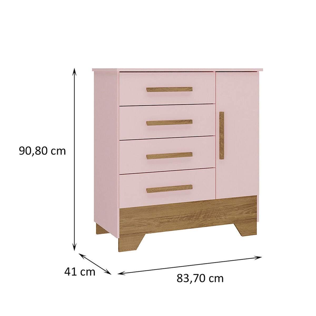 C&oacute;moda Di Poretti Design Catavento 4 Cajones 1 Puerta Rosado Nude
