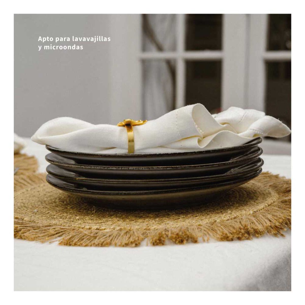 Set 4 Platos Fondo Simplit Amalfi Cerámica Gres 27,4 cm Azul