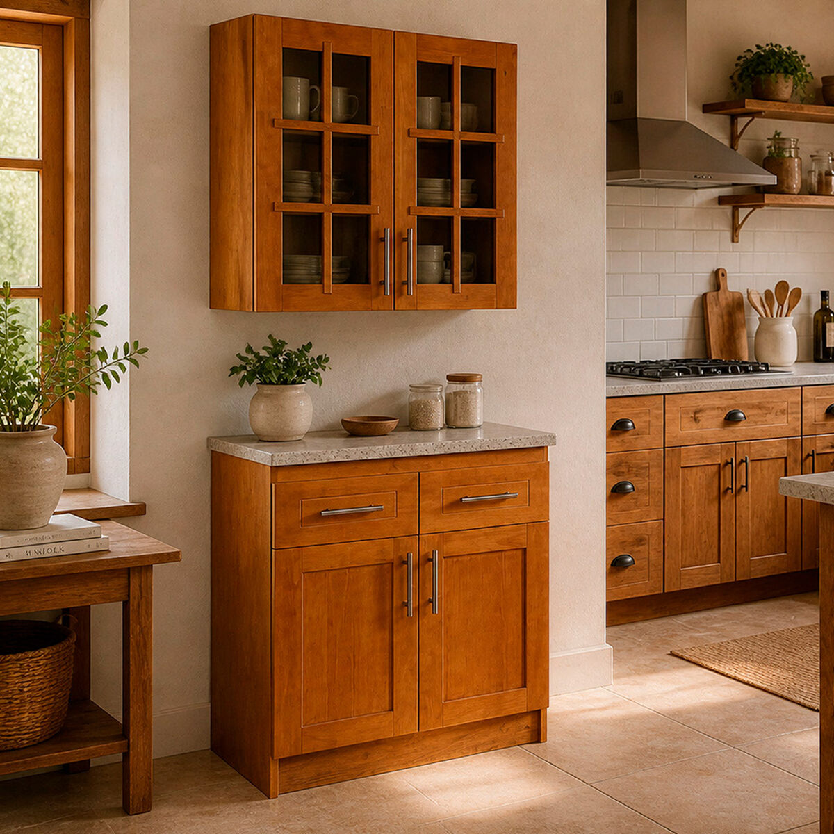 Mueble de Cocina Muebles Hema 4 Puretas 2 Cajones Berl&iacute;n Nogal