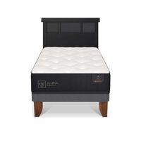 Cama Europea CIC 1,5 Plazas Premium + Respaldo Dublin Negro