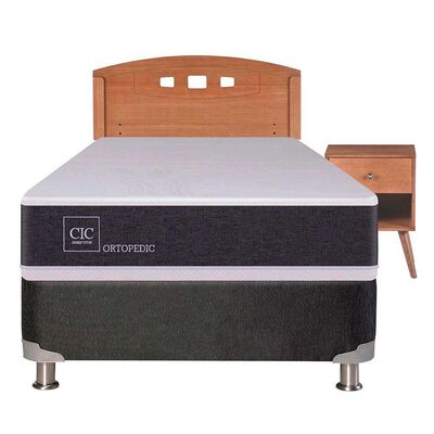 Imagen 1 del producto Box Spring CIC 1 Plaza New Ortopedic + Respaldo + Velador New Gales