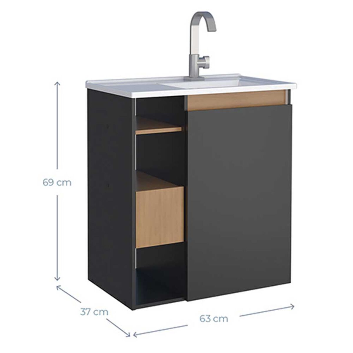Vanitorio Vekkahome Lotus 60 Negro