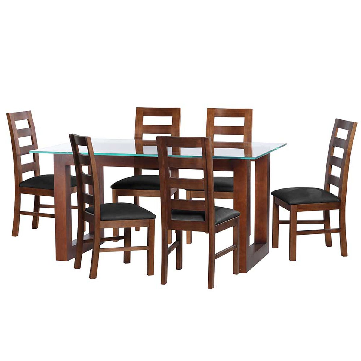 Juego de Comedor Latam Home Pamplona Salamanca 6 Sillas Cuero Caf&eacute; Moro