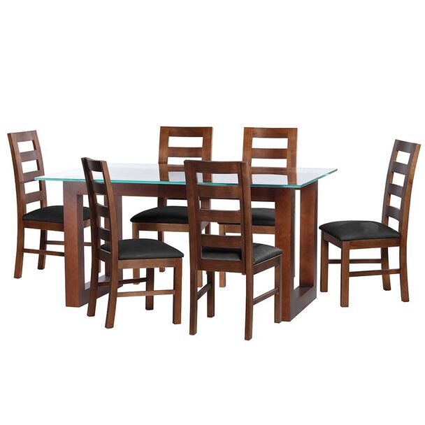 Juego de Comedor Latam Home Pamplona Salamanca 6 Sillas Cuero Café Moro