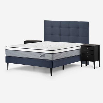 Imagen 2 del producto Cama Europea Rosen 2 Plazas Indie + Respaldo + 2 Veladores Issey Azul