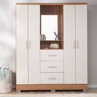 Clóset con Tocador y Espejo Roca Olivia 4 Puertas 3 Cajones Vainilla