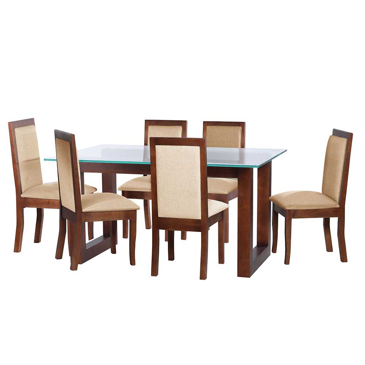 Juego de Comedor Latam Home Pamplona Salamanca 6 Sillas Velvet Azul Petroleo