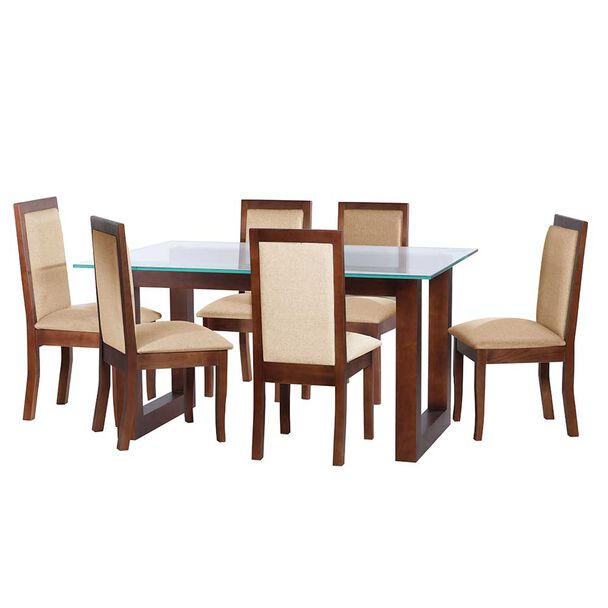 Juego de Comedor Latam Home Pamplona Salamanca 6 Sillas Velvet Azul Petroleo