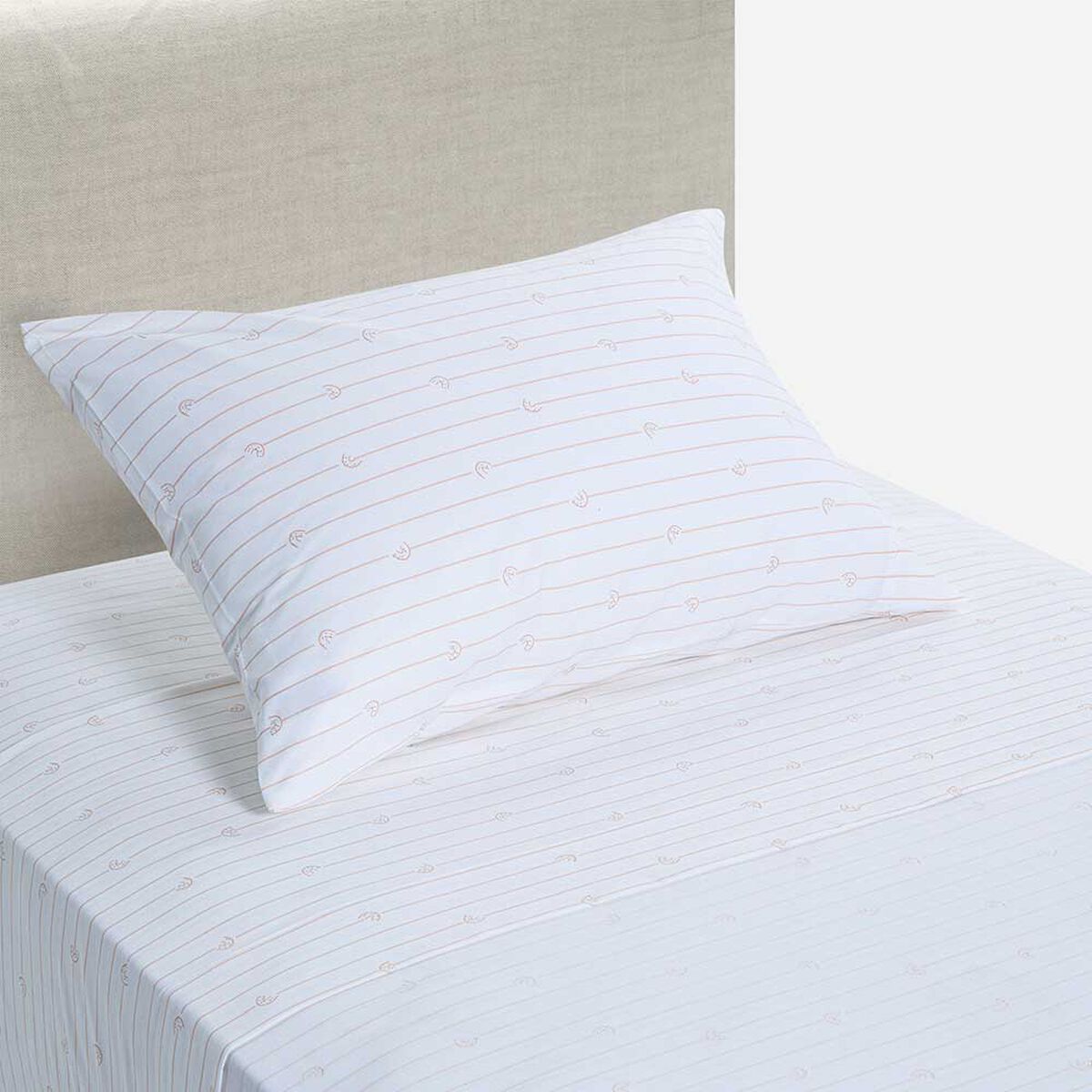 Juego de Sábanas Infantil Rosen 1,5 Plazas Rainbow Damasco Blanco