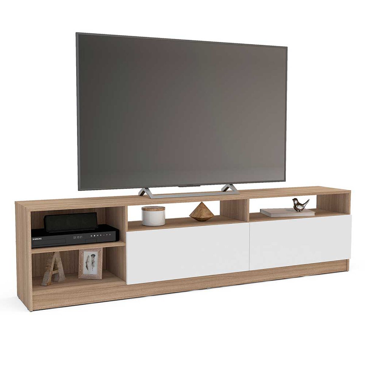 Rack TV Vekkahome Moyan Hasta 75'' Café Blanco