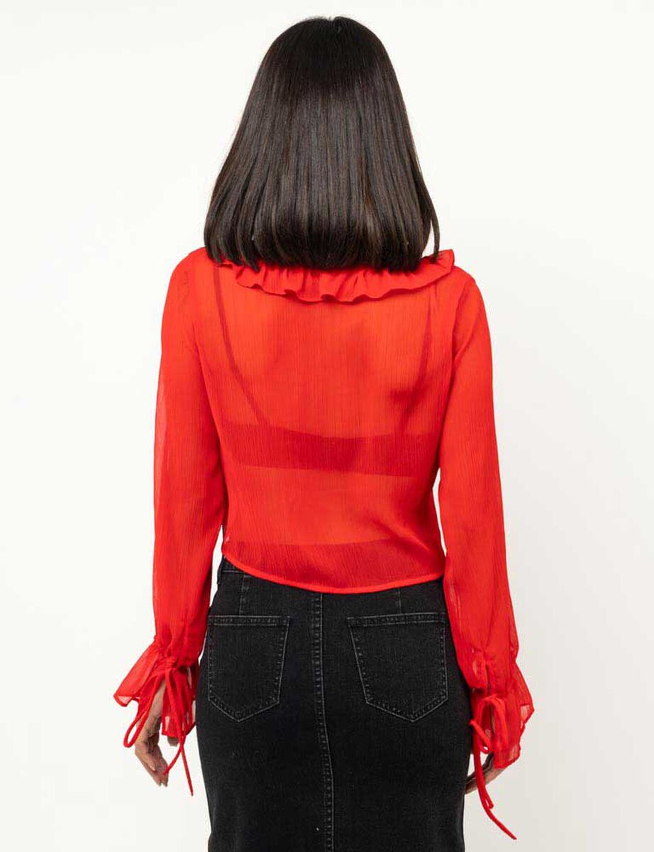 Blusa Transparente Manga Campana Mujer Fiorucci