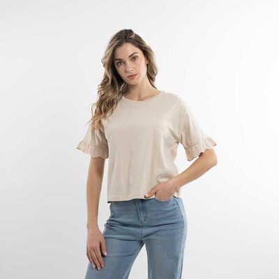 Polera Lisa Algod&oacute;n Manga Corta Mujer Alma