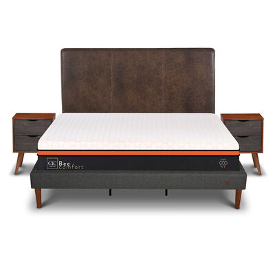 Cama Europea Curve CIC King Bee Comfort + Respaldo + 2 Veladores