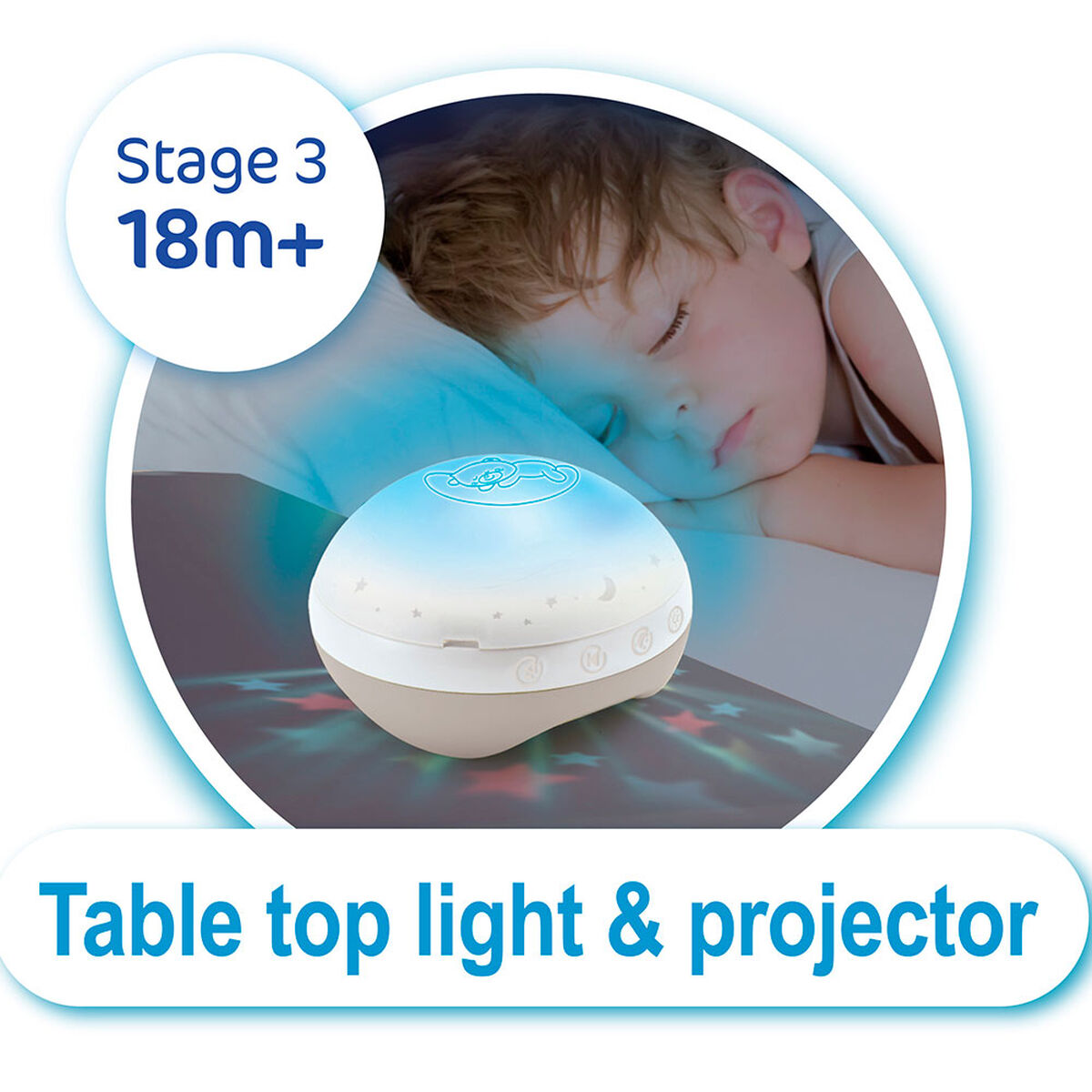 Movil Bebe Proyector Musical 3 en 1 Azul Infantino