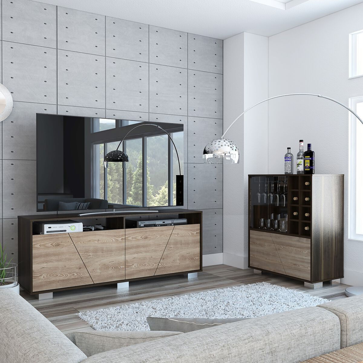 Rack TV Hasta 70" + Bar TuHome Fraktal