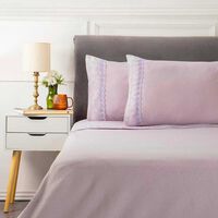 Juego de Sábanas Polar Broderie Dreams 2 Plazas Lila, Rosa