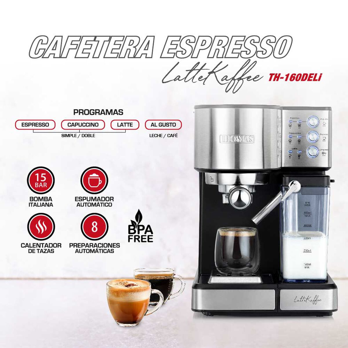 Cafetera Expresso Latekaffee TH-160DELI