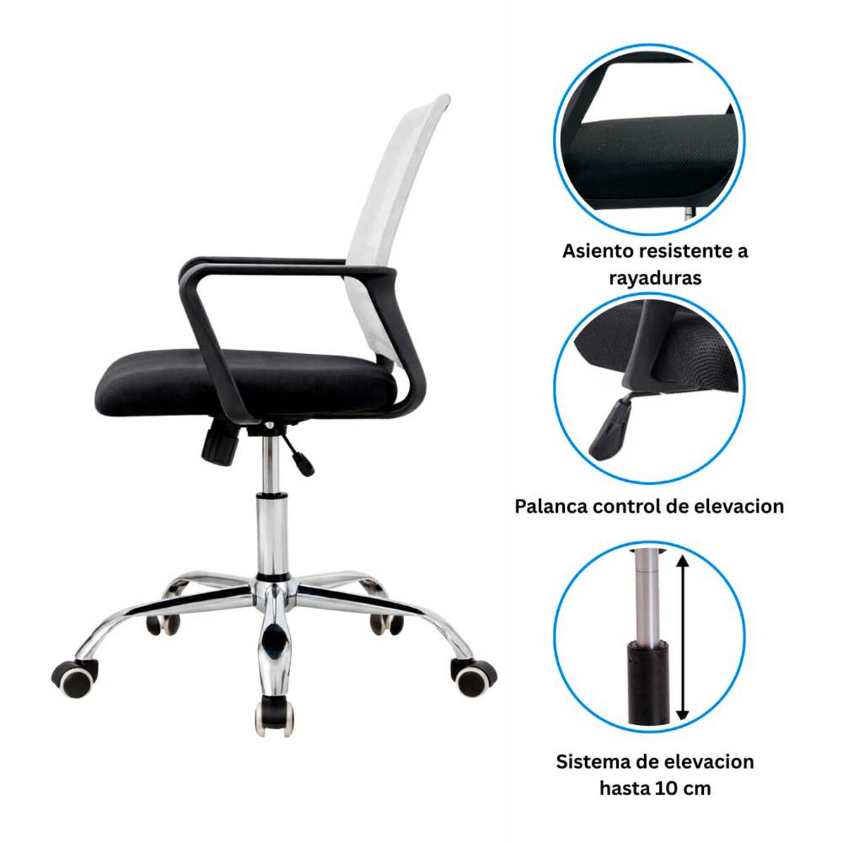 Silla de Escritorio Arthome Santiago Negra Blanca